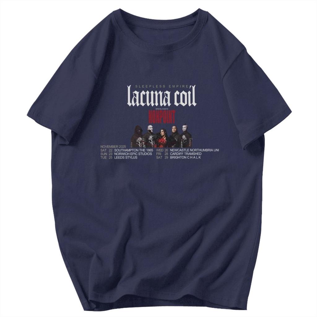 Herren T-Shirt Lacuna Coil Sleepless Empire Tour 2025 Trendige Idee Y2K Grafik Rundhals Unisex Kleidung T-Shirts