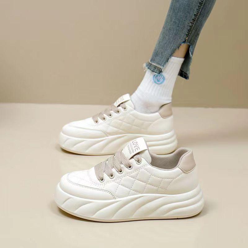 

Белые туфли для женщин, новые весенние и осенние Ins Tide All-Match Толстые кроссовки для отдыха, увеличенные за счет кроссовок для бега 35