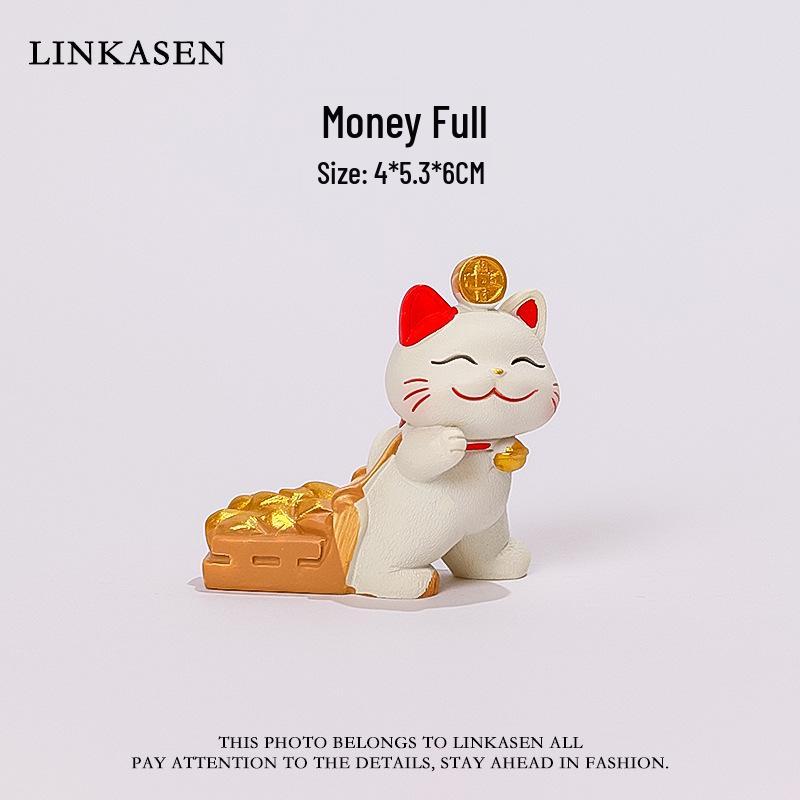 Cute Cartoon Lucky Cat Resin Ornament - 2025 Creative Office & Desktop Decor