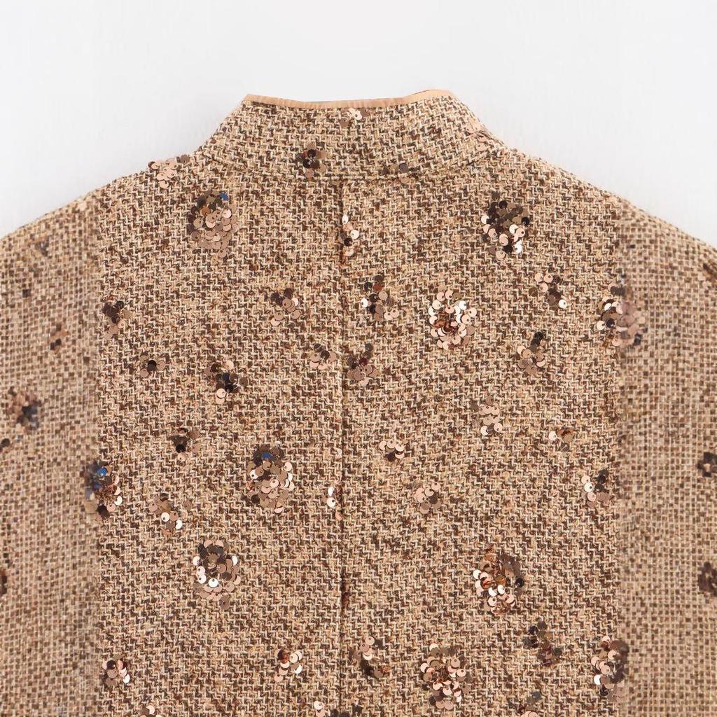 Spring 2025 Women's European & American Style Sequin Embroidered Slim Dress