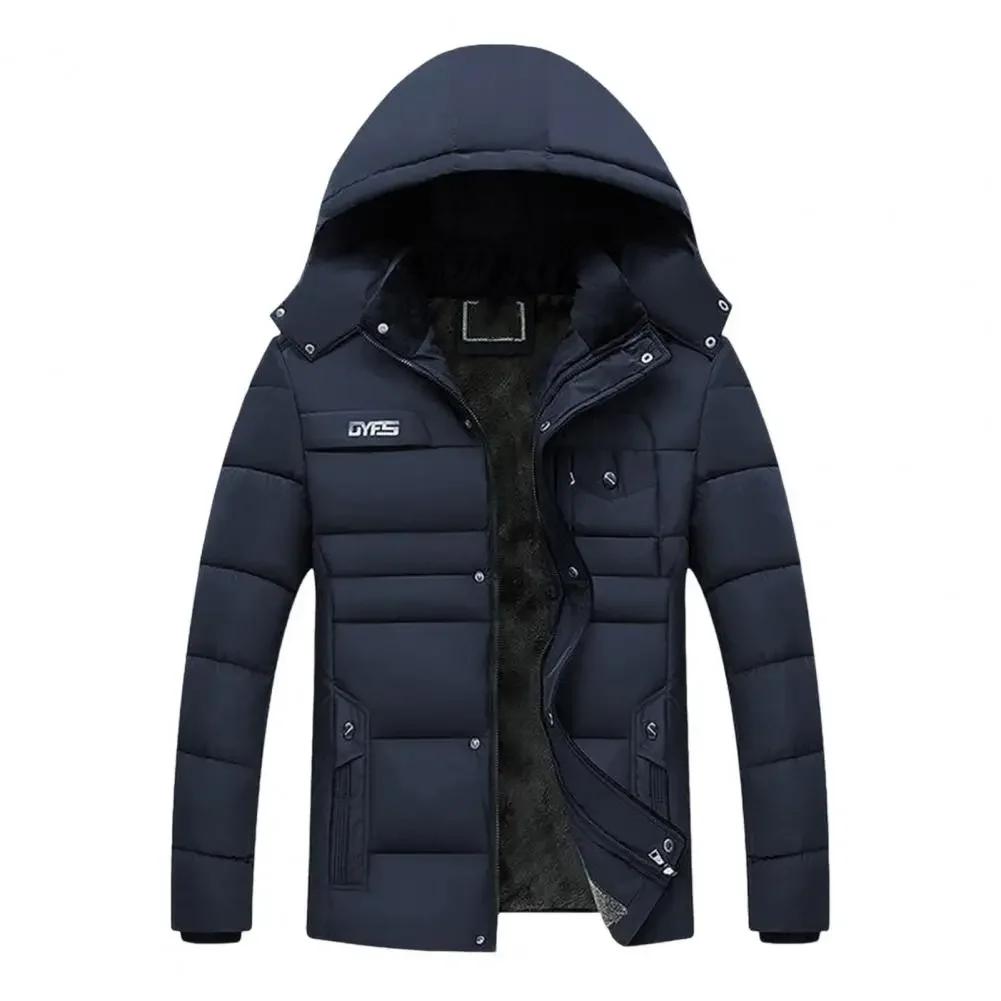 Winter Trendy Kälteschutz Kapuzenjacke Oberbekleidung Waschbar Herren Thermomantel Einfarbig für Outdoor Winddichte Freizeit Oberbekleidung für Männer