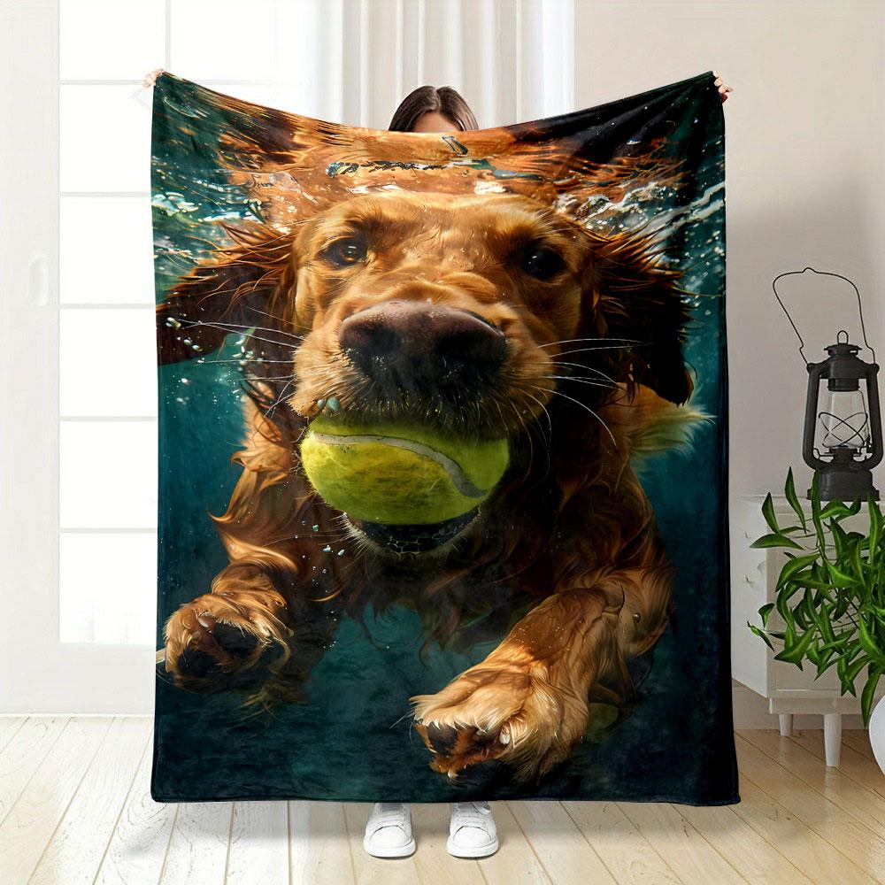 Underwater Golden Retriever Blanket Bedroom Blanket for Livingroom Couch Lunch Break Soft Throw for Friend's Festival Gift