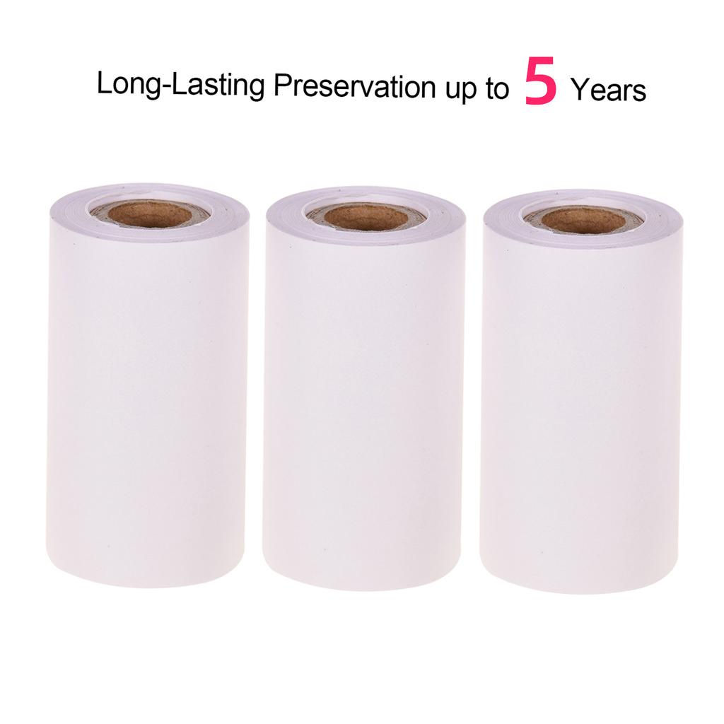 Poooli White Blank Sticky Thermal Paper Long Lasting 5 Years Paper Roll BPA Free 57*30mm(2.17*1.18in) 3 Rolls