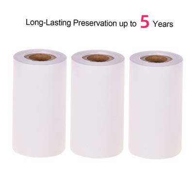 Poooli Weißes Blanko-Thermo-Haftpapier Langlebig 5 Jahre Papierrolle BPA-frei 57*30mm(2,17 * 1,18 Zoll) 3 Rollen