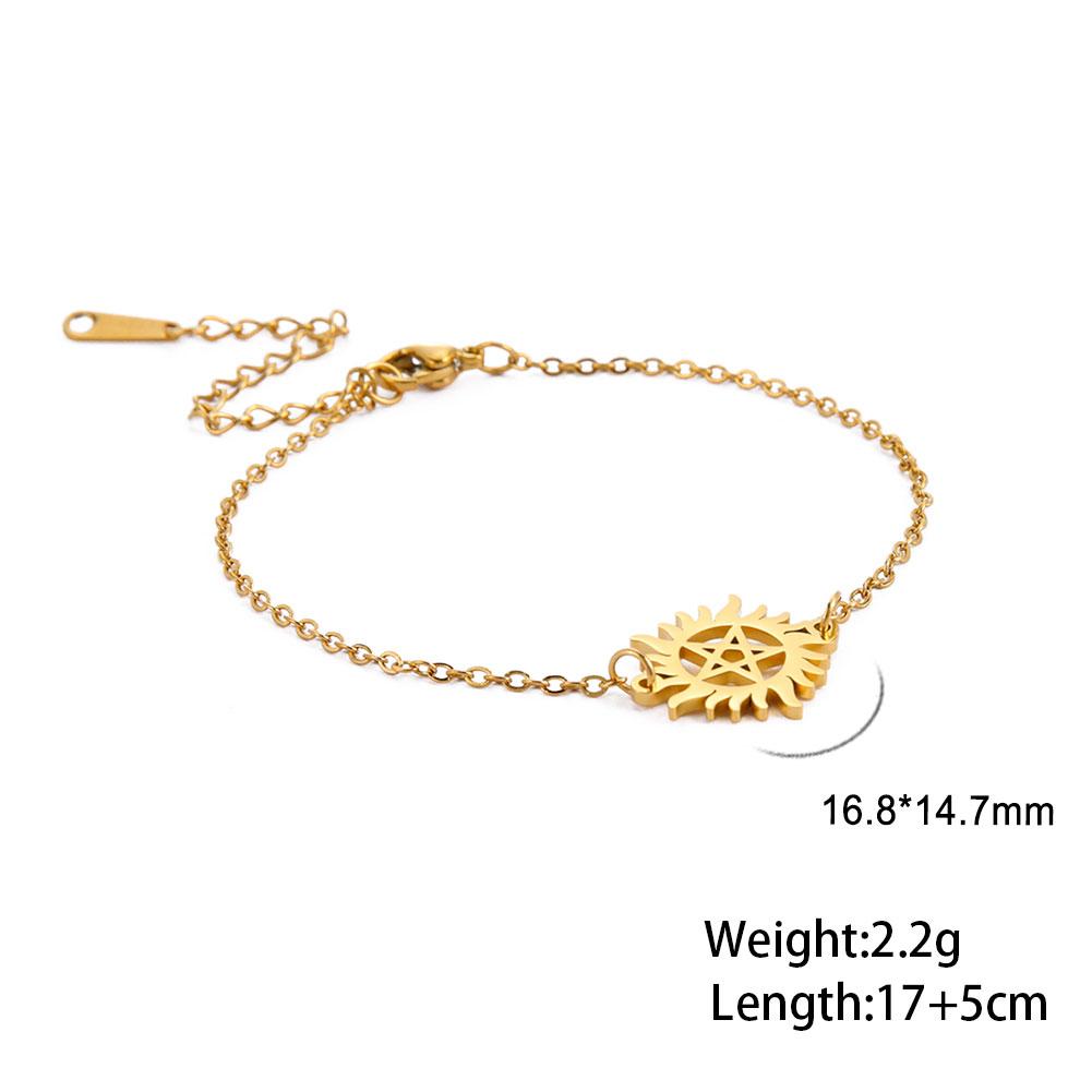 Teamer Stainless Steel Bracelet for Women Goddess Charms Pentagram Moon Wicca Jewelry Magic Pendant Pentacle Witch Amulet Gifts