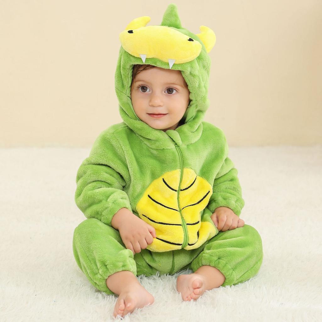 Baby Boys Girls Flannel Animal Onesie Cozy Hooded Jumpsuit Autumn Winter Sleepwear and Loungewear