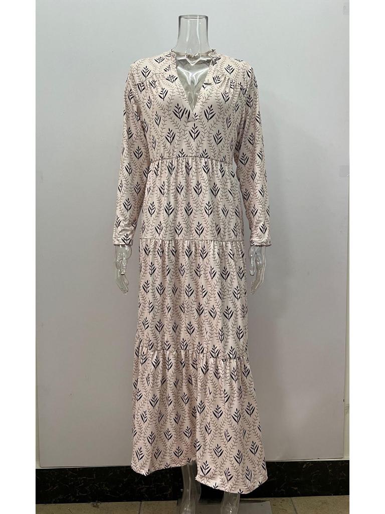 2023 Autumn/Winter Retro Stand Collar Loose Plus Size Fashion Long Dress