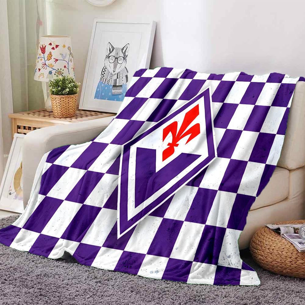 Fiorentina Football Crest Flannel Blanket, Soft Polyester, Modern Design, All-Season for Camping, Travel, Gifts for Holidays or Birthdays