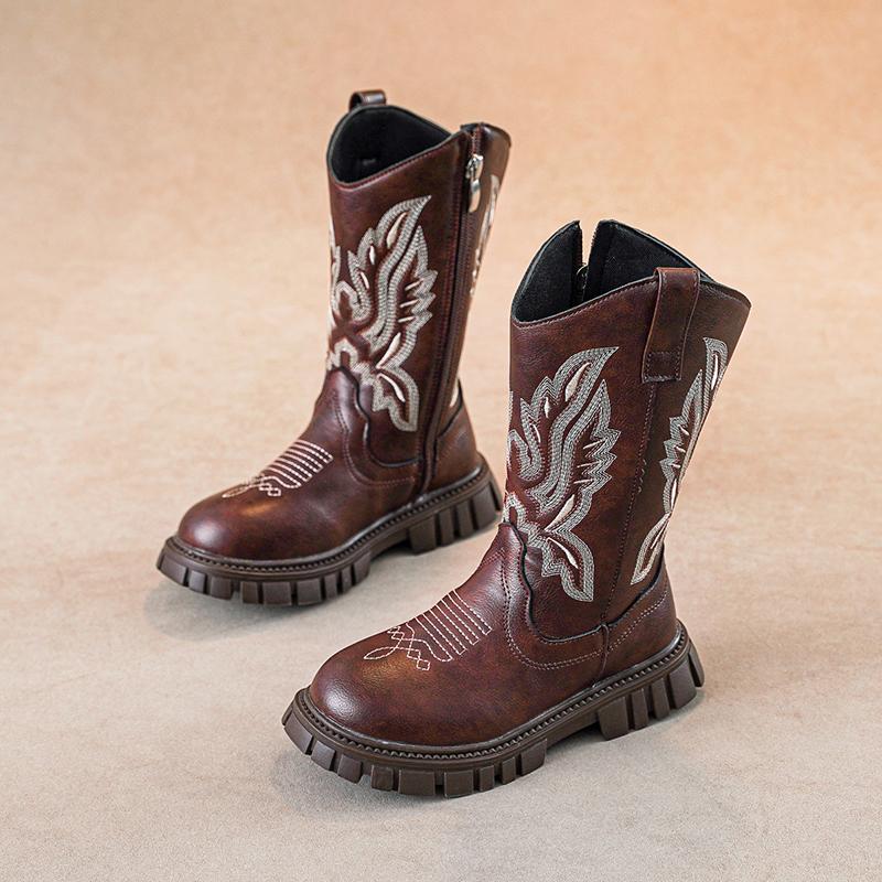 Autumn/Winter New Girls' Elegant Thick Soled Comfortable Knight Boots Fashionable Round Headed Princess Midsole Children's Boots