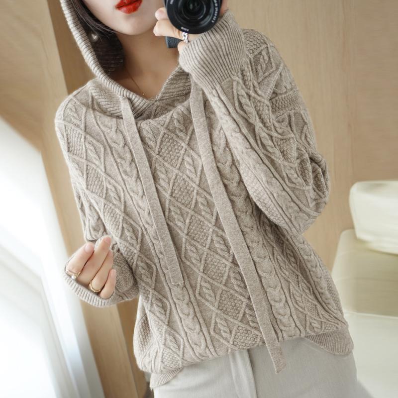 Women Knitted Hoodie Sweater MODERN NEW SAGA Winter Knitted Pullover Sweatshirt Autumn Cashmere Wool Sweaters Female Jumper