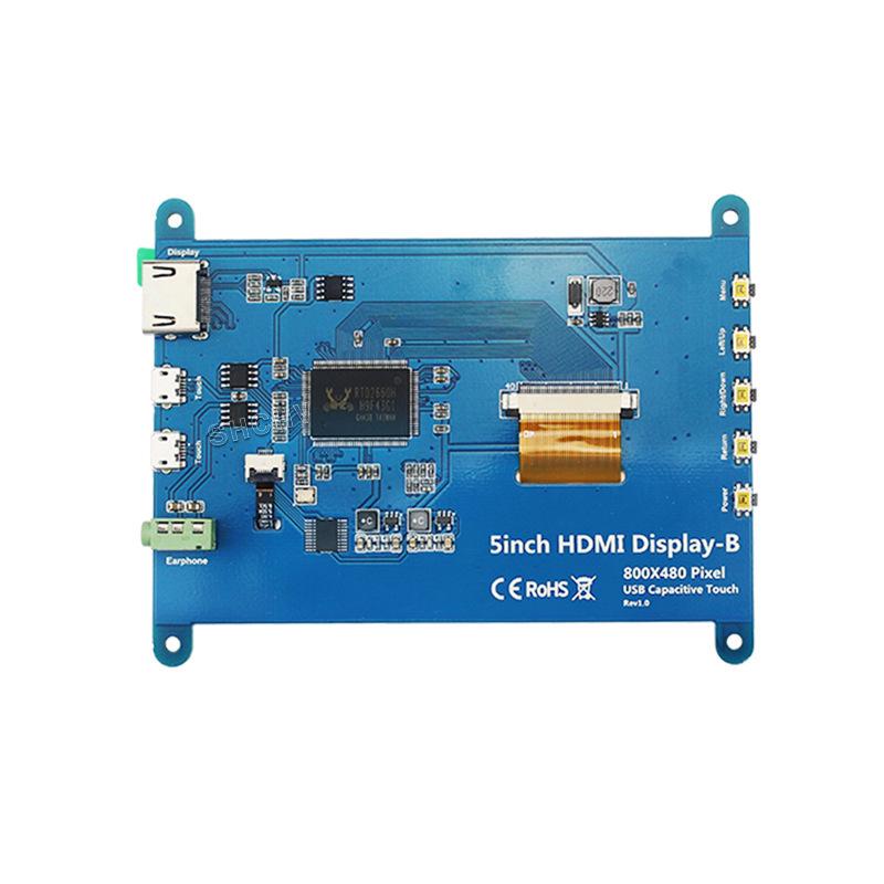 Raspberry Pi 4B 5" HDMI Touchscreen Monitor, 800x480 Resolution, 5-Point Capacitive Display