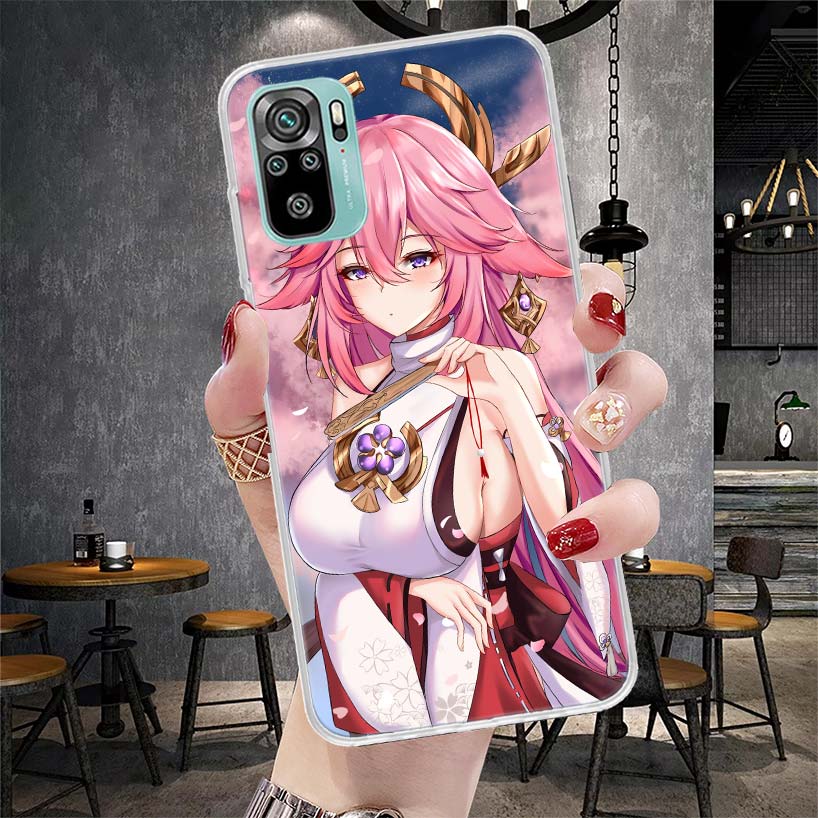 Yae Miko Genshin Impact Phone Case For Xiaomi Redmi Note 13 14 15 Pro Plus 12S 12 14S 11S 11E 10 10S 11 11T 5G 4G Cover Coque Re