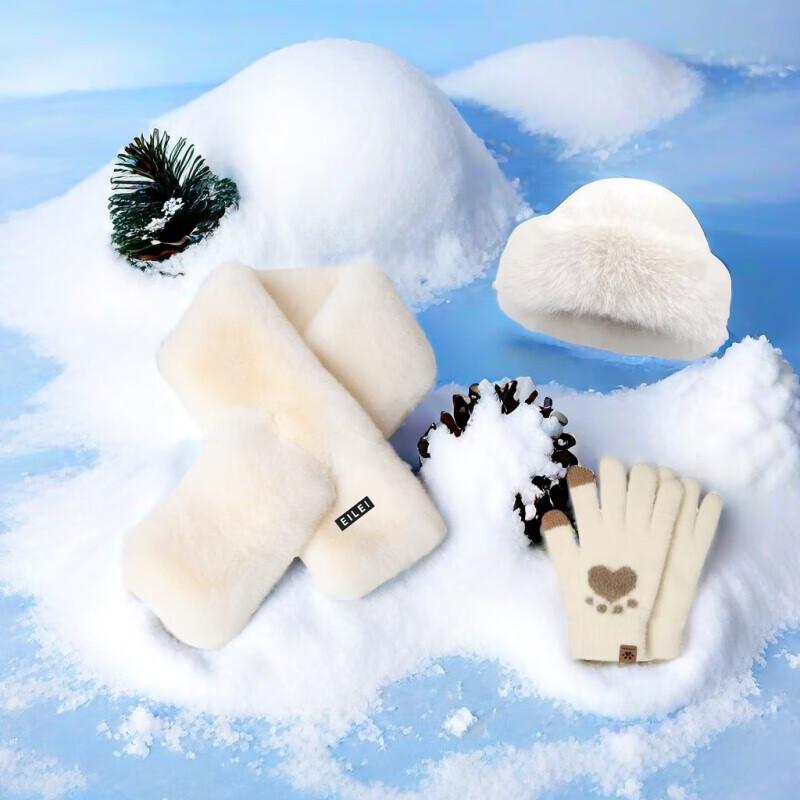 Теплый флисовый набор EILEI: шапка, перчатки и шарф-снуд