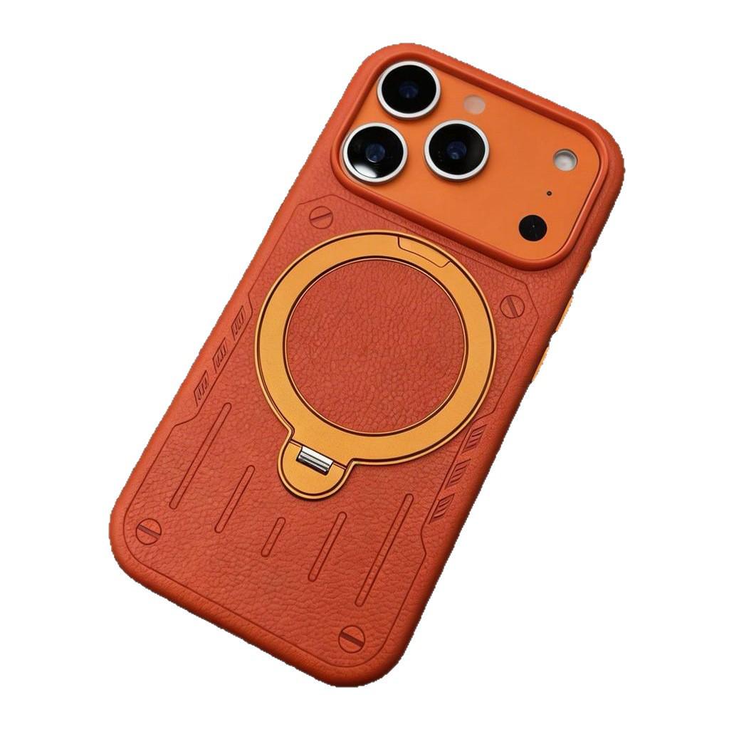 iPhone 17 Pro Max Magnetic Rotating Stand Case with Mecha Design and Frosted Skin-feel Protection