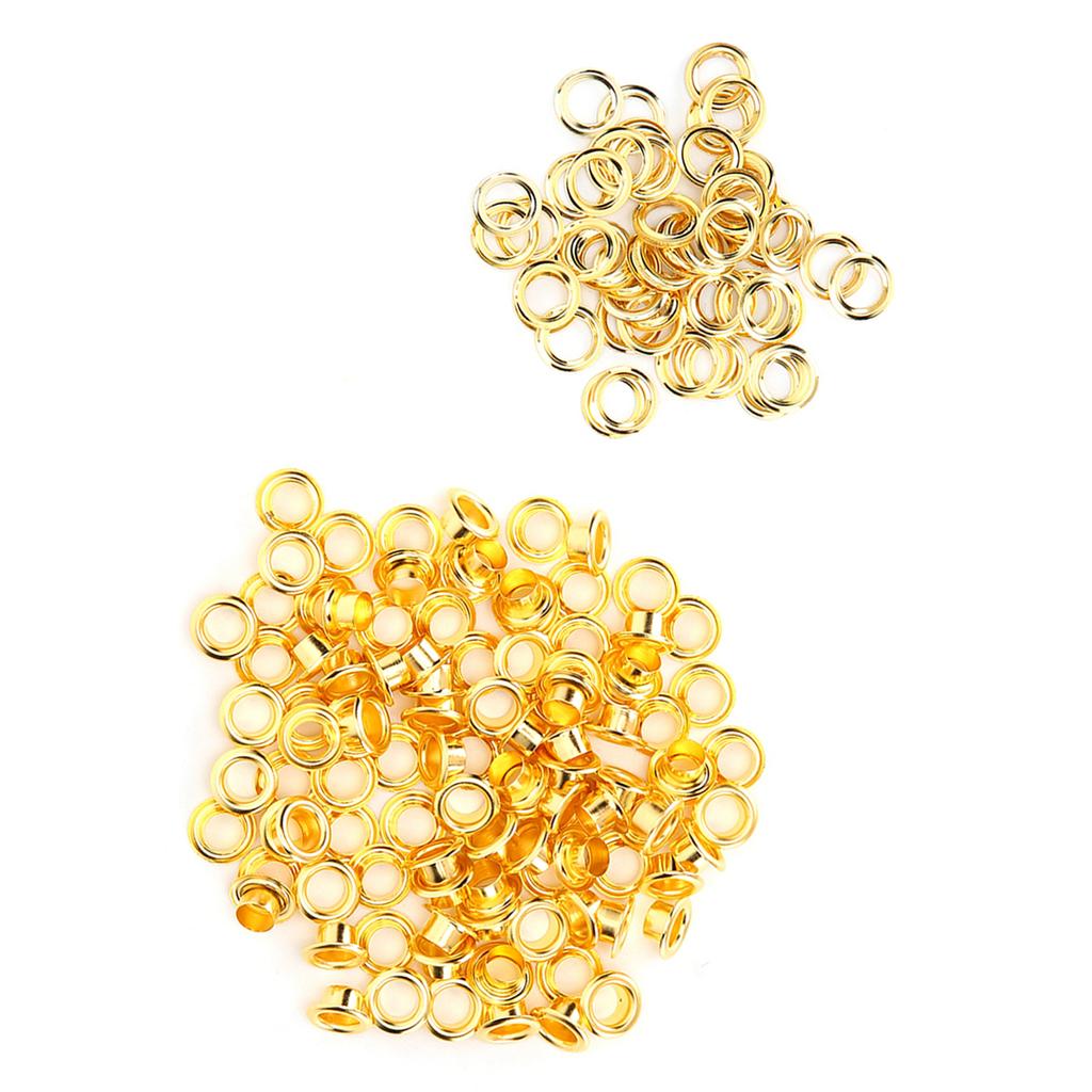 200Pcs 6mm Shoes Grommet Hollow Hole Rivet DIY Hand Made Brass Gold Leather Accessories