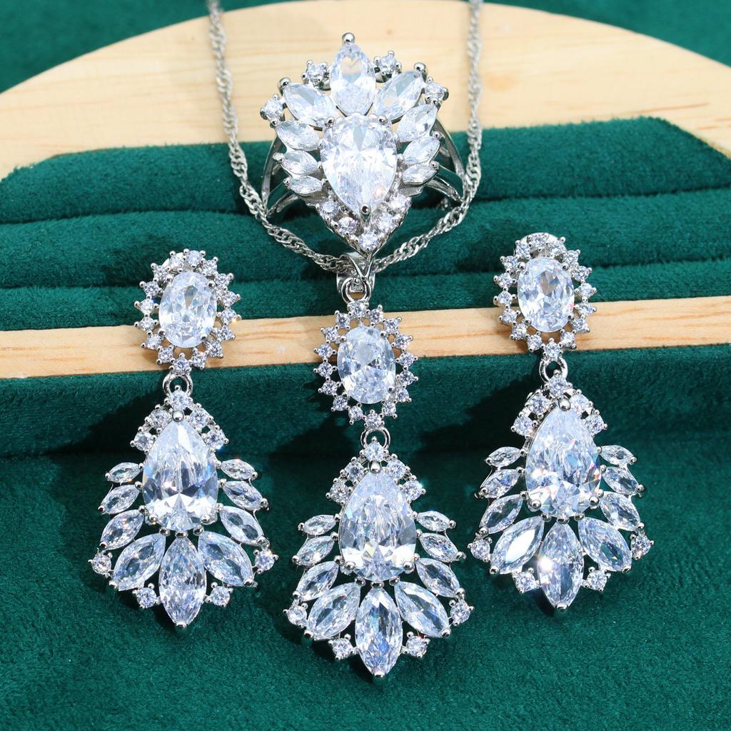 Zircon Wedding Jewelry Sets Wedding Party Decorations High End Light Luxury Jewelry