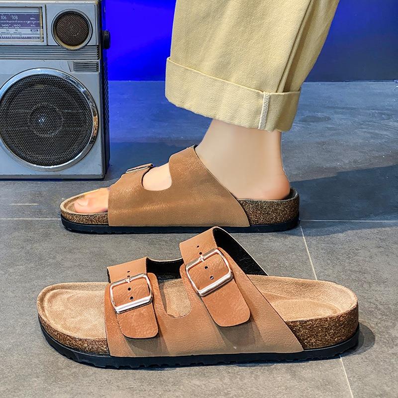 Summer New Slippers Birkenstocks Sandals Men's and Women's Simple Casual Outer Wear Couple Beach Shoes Retro Open-toed Shoes