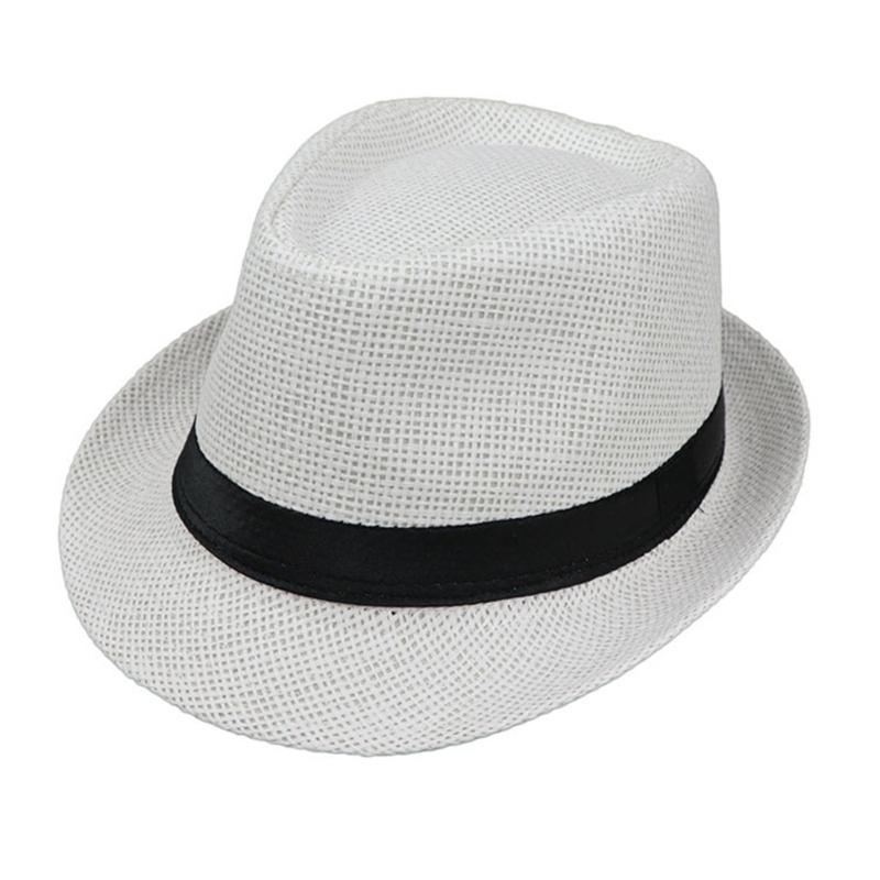 British Trilby Hat for Adult Outdoor Camping Fishing Straw Weaving Fedoras Hat