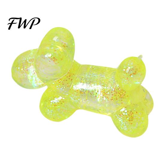 Stress Relief Toy Glitter Balloon Dog Squeeze Toy, Transparent Sensory Soft Stretchy Animal Shape Fidget for Home Office Classroom