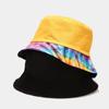 European and American new splicing tie-dye bucket hat women's summer trend double-sided wear foldable basin hat outdoor sun protection hat