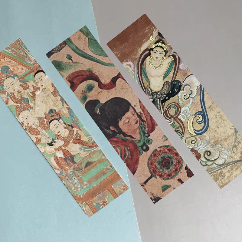 30 Pictures of Meet Dunhuang Series Simple Hand-door Literary and Creative Materials Ins Reading Paper Bookmark DIY