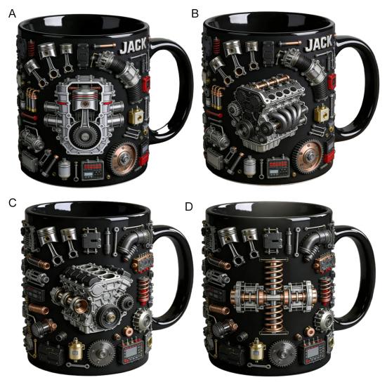 Mechanische Teile Kaffeetasse Keramik 325ml Industrielles Motor Design Tasse Wärmeübertragungs Muster Trinkgeschirr für Autoenthusiasten Ingenieure