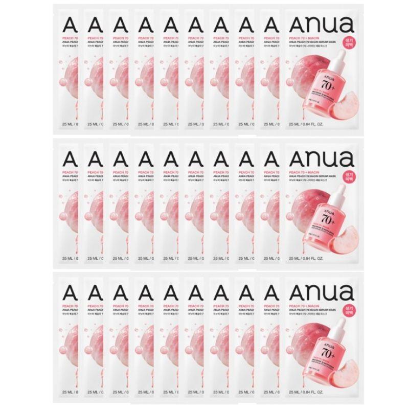 Anua Peach Niacinamide Serum Mask 25g x 10 Sheets with Peach Water 70%, Niacinamide 20000ppm, 3 Hyaluronic Acids, Panthenol & Ceramide NP