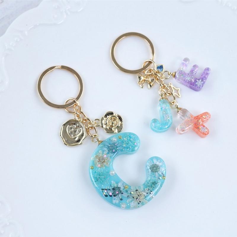Glänzende Englische Alphabet Ohrringe Silikon Epoxidharz Form DIY Schlüsselanhänger Anhänger Schmuck für Gepäckanhänger Tasche Zubehör