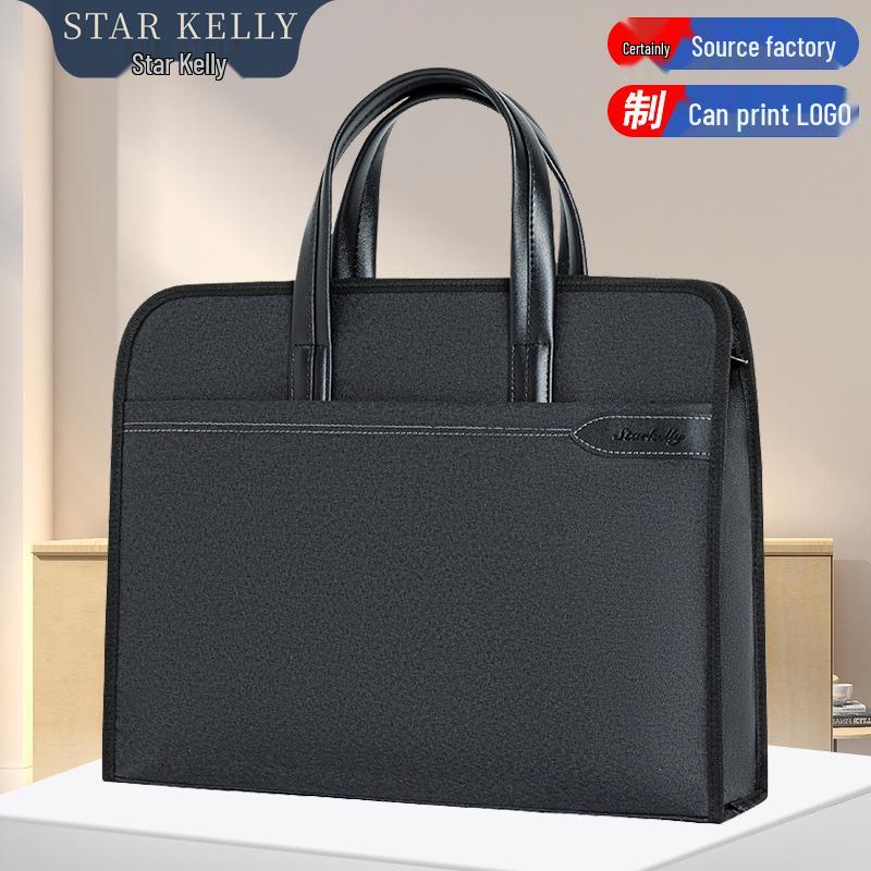 Men's Oxford Cloth Laptop Briefcase: Printed Handbag for Business, Office, and Document Carrying