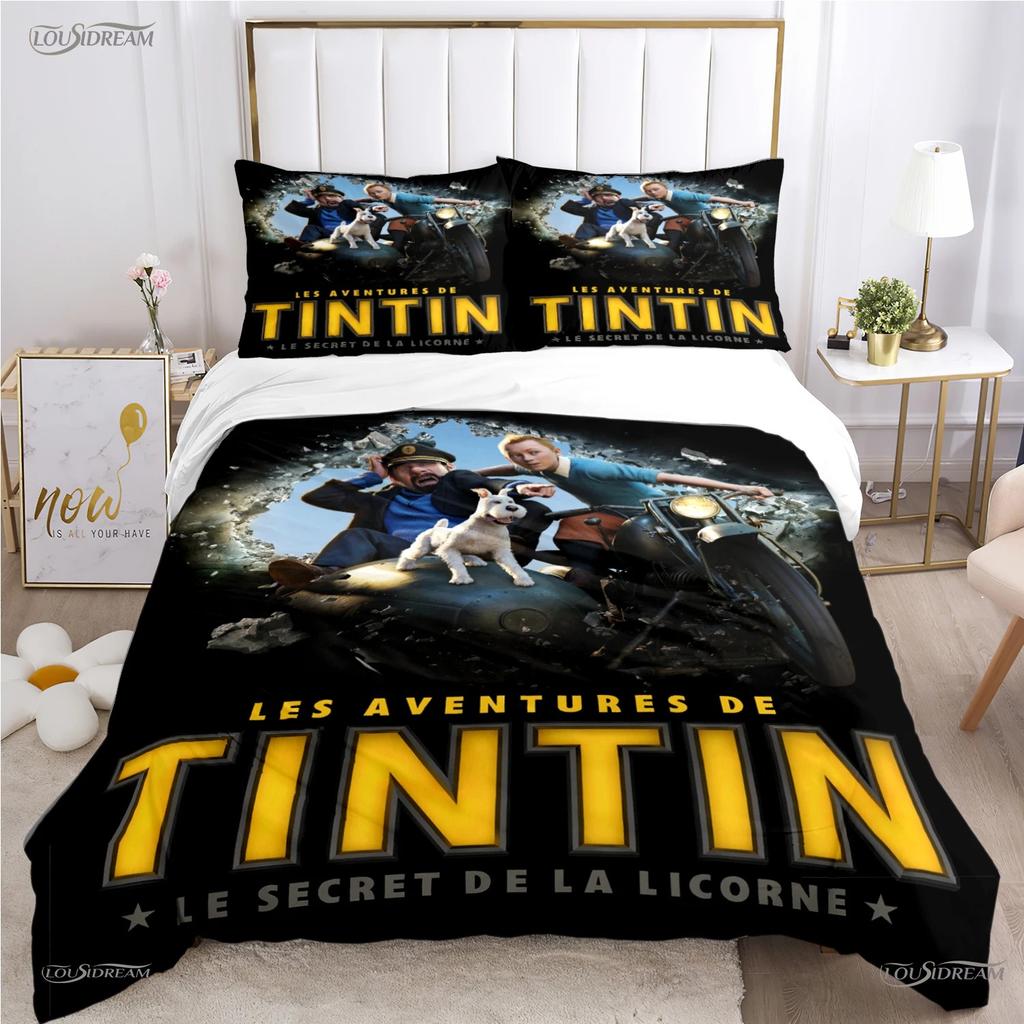 Cute T-Tintines All Season Duvet Cover Cartoon Funny Bedding Sets Soft Quilt Cover and Pillowcases Teen Single/Double/Queen/King