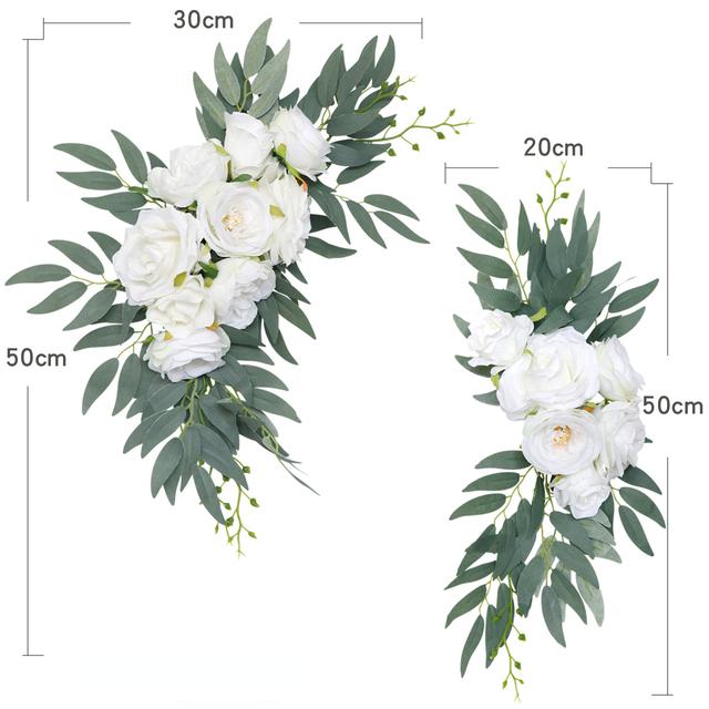 2pcs Artificial Wedding Arch Flowers Greenery Arbor Floral Arrangement Party Reception Backdrop Decor Multiple Style Ceremony