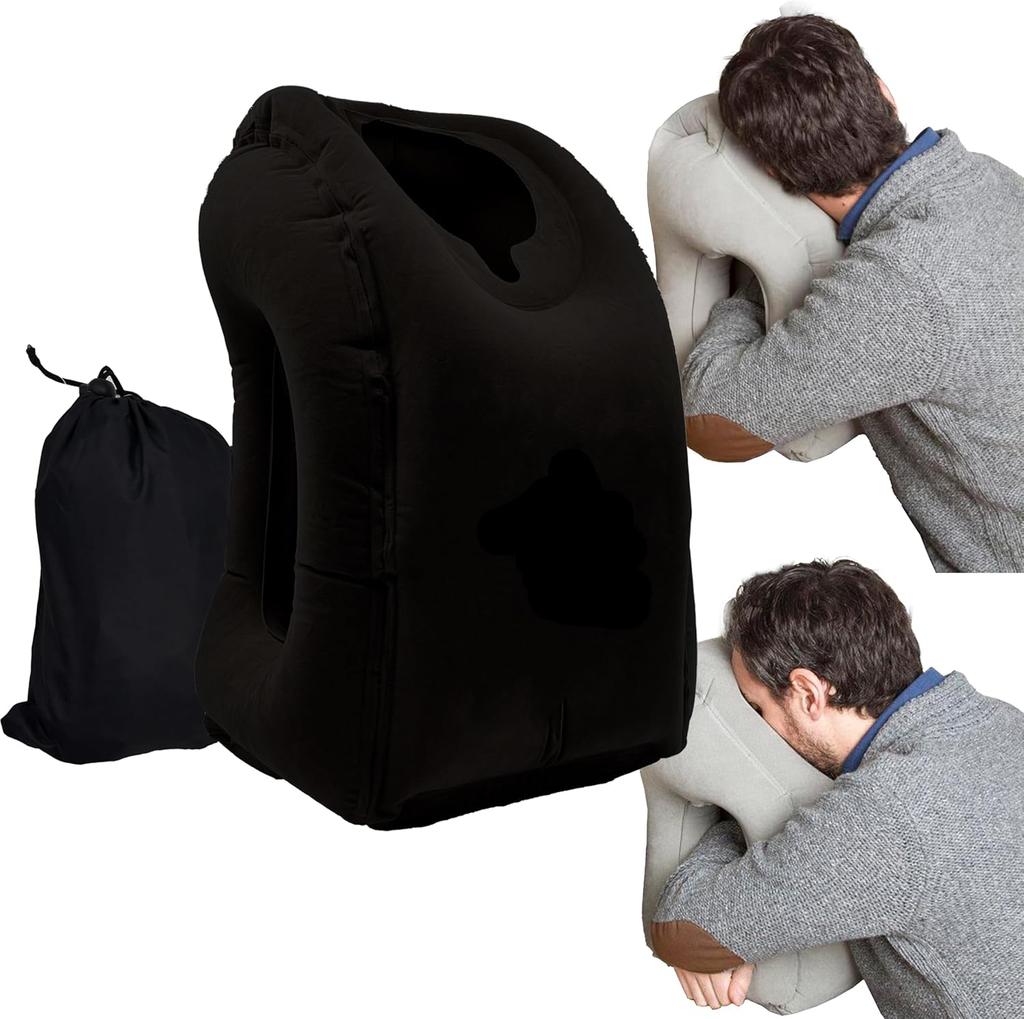 Travel Pillow , Neck Pillow Inflatable for Plane, Bus & Train - Ideal for Sleeping Comfort on Long Travelling - Inflatable Neck Pillow