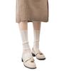 Women Lolita Preppy Style Mesh Lace Crew Socks Twist Striped Jacquard Patterned Solid Color Princess Mid Tube Hosiery