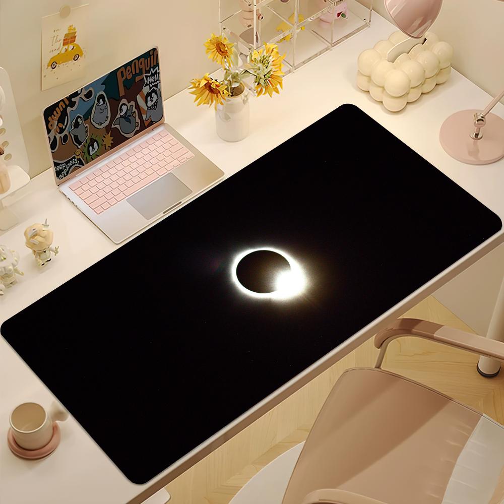 Space Solar Eclipse Lunar Sun Moon Mouse Pad Desk Mat Large NonSlip AntiFray Keyboard Ergonomic Office Rubber Pc Home Custom