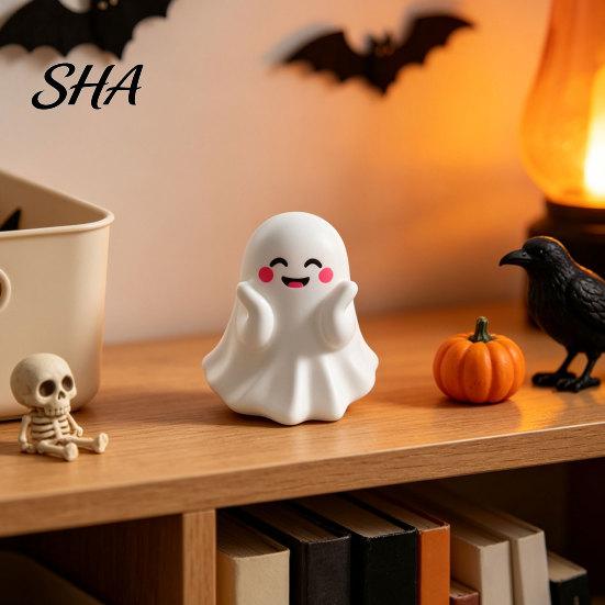 Holiday Party Table Centerpieces Halloween Ghost Pen Holder, Cute Mini Figurine Desk Decor, Funny Desktop Cup Pencil Stand Ornament, Creative