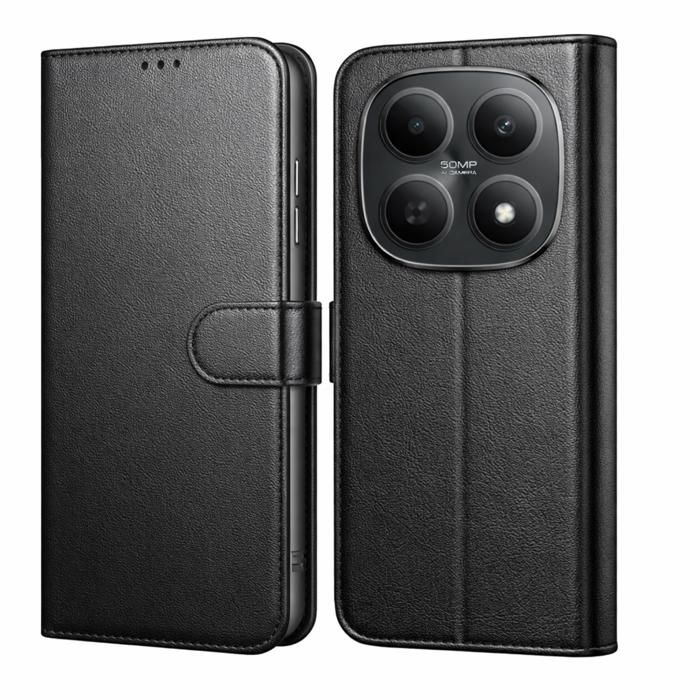 Coque pour Xiaomi Poco M8 5G - Portefeuille Noir Rabat Clapet Aimanté Rangement Cartes Phonillico®