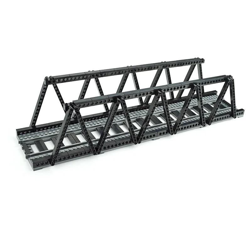 MOC Binari per Treni Città Incrocio Deviatoio Flessibile Biforcazione In Salita Rettilinei Curvi Mattoncini Ferrovie Giocattoli Creativi Fai da Te