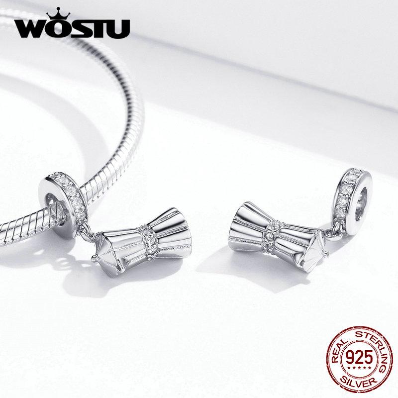 WOSTU Hot Sale Authentic 925 Sterling Silver Coffee Equipments Shape Beads Charms Fit Pendant Bracelet Bangle CQC1287