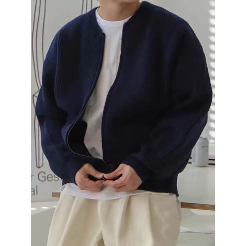 Modny Męski Luźny Dzianinowy Kardigan – Jesień/Zima Koreański Styl Zamek Sweter Płaszcz
