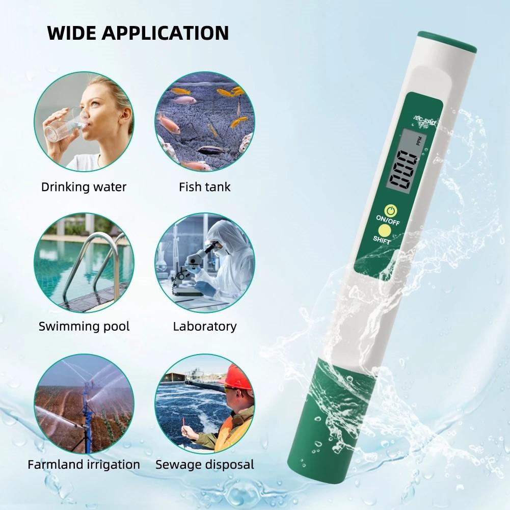 3 In 1 Temp EC Meter Digital Water Quality Purity Tester Portable Test Pen