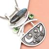 Pendant Silver  Peridot Labradorite Gemstone Jewelry Sterling 2.5" Fiery