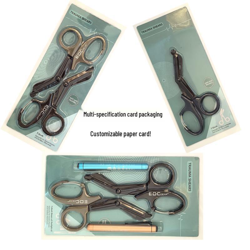 Stainless Steel 19CM Scissors: Gauze, Canvas, EMT Bandage, Curved Tip, Tape.