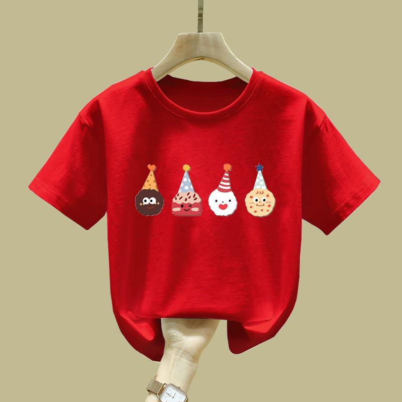 2026 Pure Cotton Girls' Short-Sleeve T-shirt - Simple Loose Summer Top for Medium and Large Children