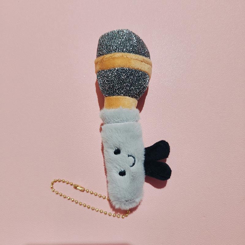 

1 Piece Simulated Metal Microphone Stuffed Toys Key Chain Funny Plush Doll Keychain Gifts Cute Bag Pendant Schoolbag Accessories 1pcs
