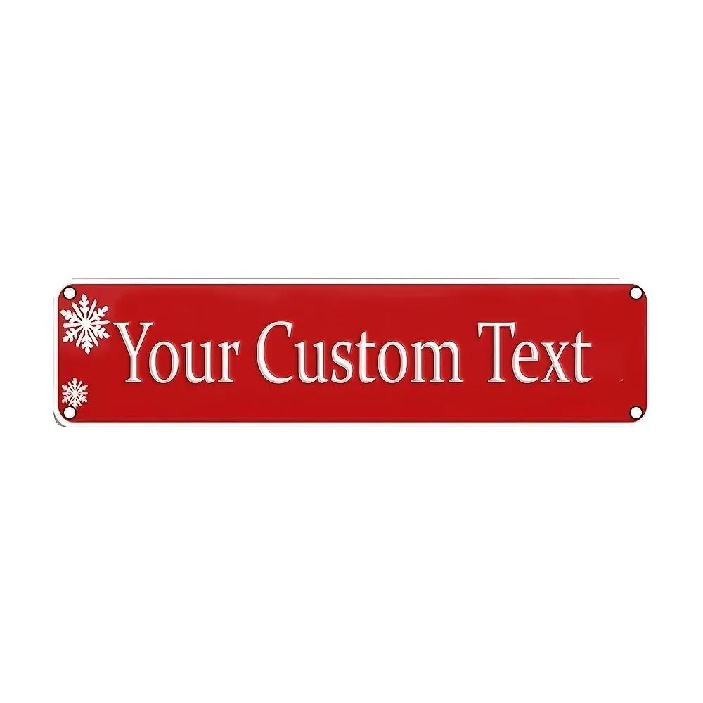 16x4In 2D Flat Classic Santa Aluminum Sign Custom Text Christmas Wall Decor
