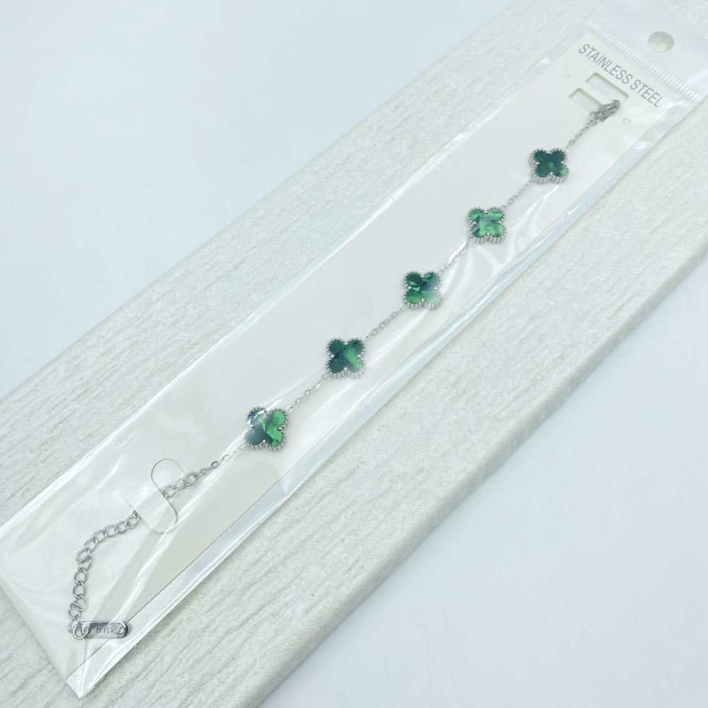 13MM Four Leaf Flower Bracelet Titanium Steel Clover Double Sided Bracelet No Color Loss Ladies Bracelet