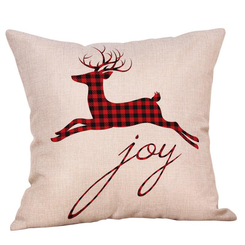 Cute Reindeer Series Skin-Friendly Linen Cushion Cover with Digital Print