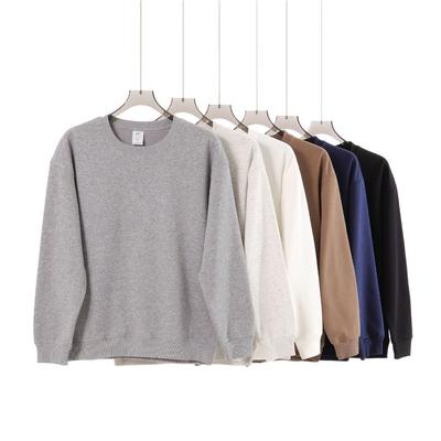 Herbst und Winter neuer Baumwoll-Rundhals-Pullover einfarbig locker lässig Herren- und Damen-Oberteile
