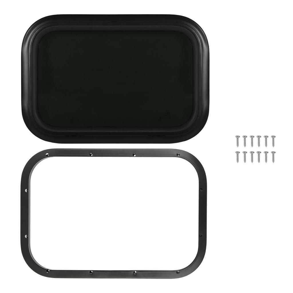 RV Window Black Round Corner Aluminum Alloy UV Protection Sturdy RV Fixed Windows for Camper Caravan For 48‑53mm