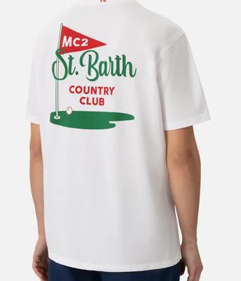 Un T-shirt Blanc en Coton pour Hommes et Une Chemise à Manches Courtes avec le Motif du St Barth Padell Club pour Hommes et Femmes Été